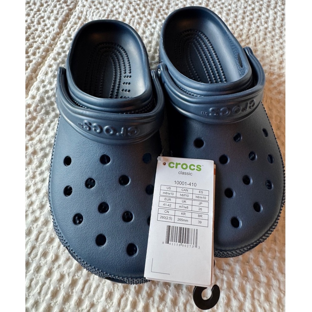 Crocs Classic Clogs Navy Blue Unisex Mens 8 Womens 10 Water Friendly 10001-410